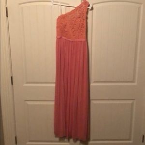 Coral one shoulder formal gown. Size 4 unaltered